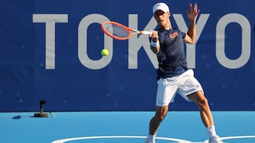 Tokyo 2020 Olympics - Tennis Training - Ariake Tennis Park, Tokyo, Japan - July 22, 2021- Diego Schwartzman of Argentina during training. REUTERS/Mike Segar