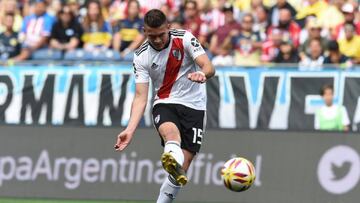Rafael Santos Borré durante un amistoso con River Plate.
