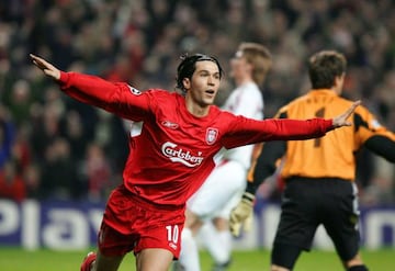 Luis García scores for Liverpool