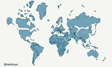 El mapa del mundo... según el tamaño real de los países