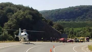 Imagen del lugar en el que tres ciclistas han resultado heridos en Navarra