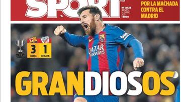 Portada del Diario Sport del día 12 de enero de 2017.