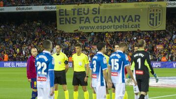 Pancarta independentista en el Camp Nou: "Tu sí nos haces ganar"