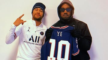 Neymar y Kanye West durante la visita del cantante al PSG