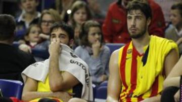 Juan Carlos Navarro, junto a Ante Tomic, durante el partido contra el Movistar Estudiantes de este domingo.