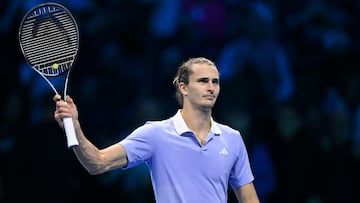 Alexander Zverev celebra su victoria contra Casper Ruud en las ATP Finals