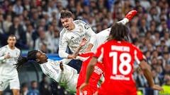 Susto en el Bernabéu, las imagenes del choque entre Asencio y Camavinga