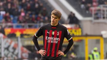 Charles De Ketelaere of AC Milan in action during the Serie A football match between AC Milan and US Sassuolo at Giuseppe Meazza Stadium in San Siro in Milano, Italy, on January 29 2023 (Photo by Mairo Cinquetti/NurPhoto via Getty Images)
