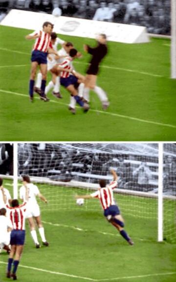 Inauguración del Estadio Manzanares. El Atlético de Madrid se medía al Valencia (1-1) cuando Luis Aragonés marcó el primer gol de la historia del estadio (en la foto).