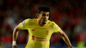 Luis Díaz en un partido de Liverpool ante Benfica en Champions League