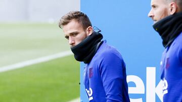 Arthur, en el entrenamiento del BArça.