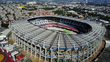 FILE PHOTO: Soccer Football - 2026 World Cup - Official match schedule announcement - Estadio Azteca, Mexico City, Mexico - February 3, 2024 The Azteca Stadium will be one of the three venues in Mexico for the 2026 World Cup in North America. It will be the first stadium to host three World Cups after having hosted the finals with Pele's Brazil in 1970 and Diego Maradona's Argentina in 1986. Today it closes its doors for renovation for the World Cup. REUTERS/Carlos Perez-Gallardo/File Photo
