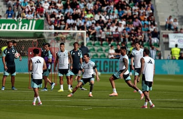 Leo Messi durante el entrenamiento de Argentina. 

