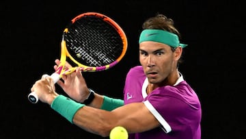 Tennis - Australian Open - Melbourne Park, Melbourne, Australia - January 28, 2022 Spain's Rafael Nadal in action during his semi final match against Italy's Matteo Berrettini REUTERS/Morgan Sette