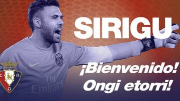 Osasuna hace oficial la cesión de Sirigu hasta el 30 de junio