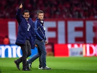 Hector Lara and Jose Antonio Noriega of Monterrey during the semi-finals second leg match between Toluca and Monterrey, as part of the Liga BBVA MX, Torneo Apertura 2025 at Nemesio Diez Stadium, on December 06, 2025 in Toluca, Estado de Mexico, Mexico.