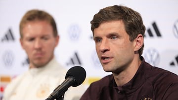Thomas Muller during Germany team press conference prior to the friendly preparation match against the Mexican National Team (Mexico), at Lincoln Financial Field Stadium, on October 16, 2023.
<br><br>
Thomas Muller durante la conferencia de prensa de Alemania previo al partido amistoso de preparacion contra la Seleccion Mexicana (Mexico), en el Lincoln Financial Field Stadium, el 16 de Octubre de 2023.