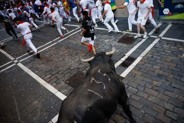 Hoy 8 de julio de 2022 se ha celebrado el segundo día de los encierros de los Sanfermines. Por las calles de Pamplona ha corrido los toros de la ganadería Fuente Ymbro.