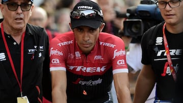 Alberto Contador, en la llegada de Gij&oacute;n.
