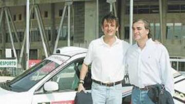 <b>COMO AMIGOS. </b>Sainz y Moya poco antes de empezar su aventura con el coche 0 de Portugal.