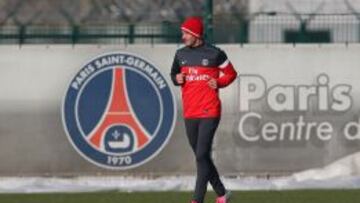 Beckham, durante el primer entrenamiento con el París Saint Germain.