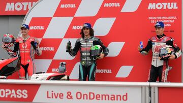 La primera fila del GP de Valencia: Morbidelli, Miller y Nakagami.