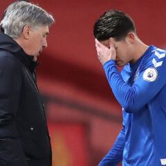 Ancelotti confirma molestia de James Rodríguez en la pantorrilla