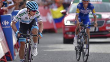 Miguel &Aacute;ngel L&oacute;pez, ciclista del Astana, consigui&oacute; el tercer lugar de la Vuelta a Espa&ntilde;a despu&eacute;s de la etapa 20. Nairo qued&oacute; octavo y Rigo Ur&aacute;n, s&eacute;ptimo