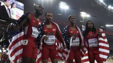 LaShawn Merritt, Bryshon Nellum, Tony McQuay y David Verburg.