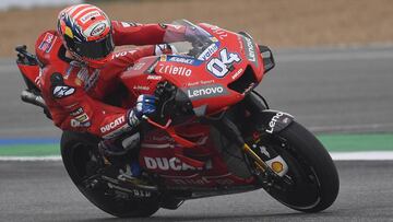 BANGKOK, THAILAND - OCTOBER 04: Andrea Dovizioso of Italy and Ducati Team  heads down a straight during the MotoGP of Thailand - Free Practice on October 04, 2019 in Bangkok, Thailand. (Photo by Mirco Lazzari gp/Getty Images)