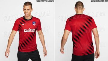 Diseño de la camiseta de entrenamiento para el Atlético 2018-19, desvelado por Footyheadlines.
