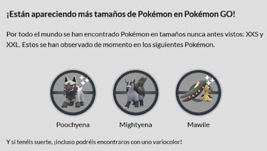 Llegan los Pokémon XXL y XXS a Pokémon GO: así son los nuevos tamaños diminuto y extragrande