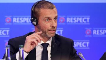 Aleksander Ceferin, presidente de la UEFA, en rueda de prensa.