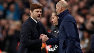 Zidane y Pochettino se saludan en un partido de Champions