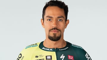 Daniel Felipe Martínez con el uniforme de su nuevo equipo, el Bora Hansgrohe.