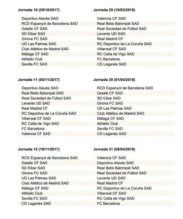 Así son las 38 jornadas de Liga de la temporada 2017-2018