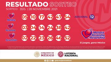 Resultados Melate: números que cayeron hoy y premios del sorteo 3515 | 28 de noviembre