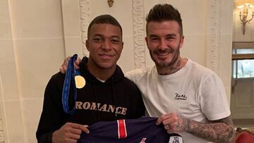 Kylian Mbapp&eacute; con David Beckham en su primer encuentro en Par&iacute;s.