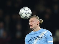 Haaland durante un partido con el Manchester City.