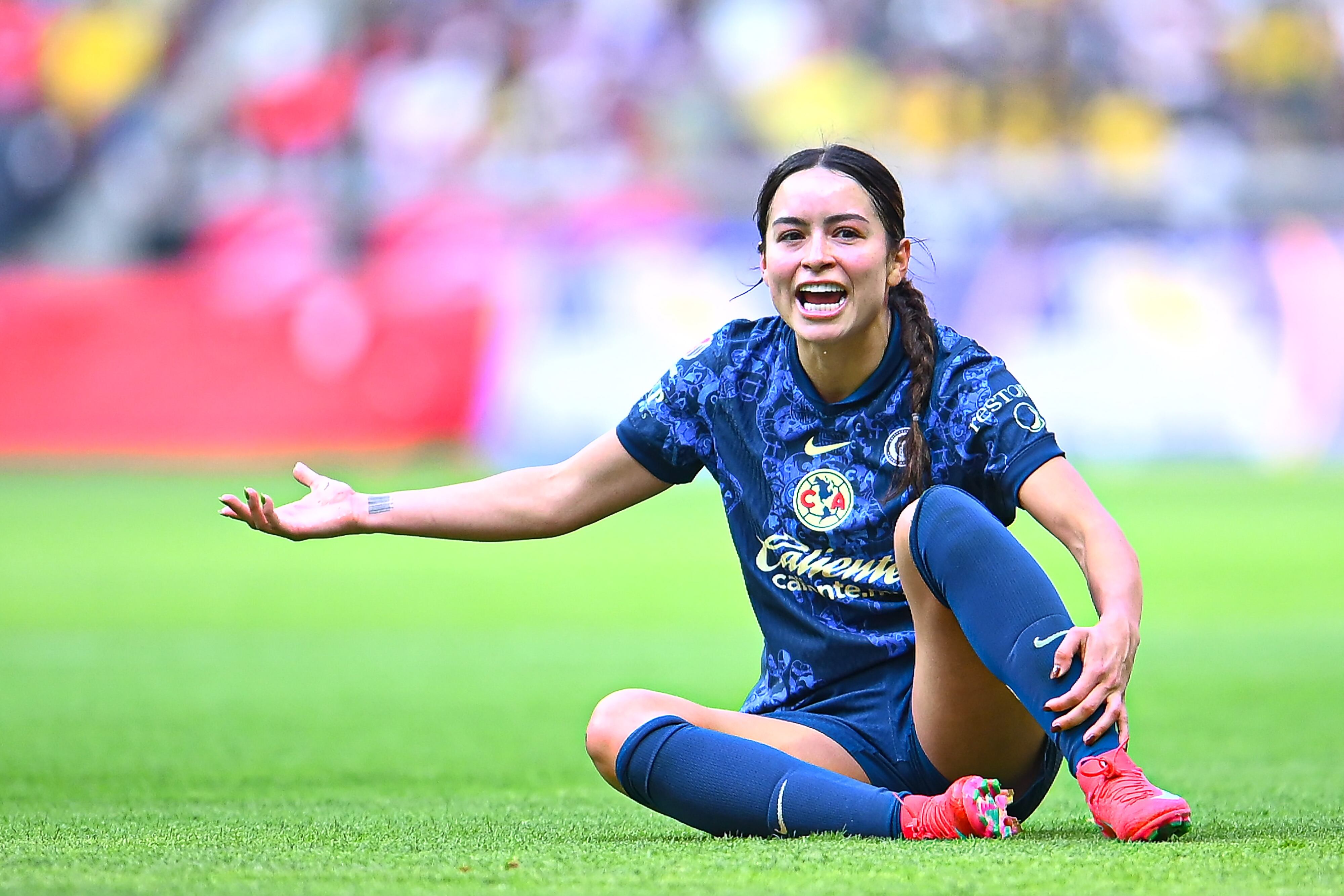 Scarlett Camberos of America during the 17h round match between Toluca and America as part of the Torneo Clausura 2025, Liga MX Femenil at Nemesio Diez Stadium on April 18, 2025 in Toluca, Estadio de Mexico, Mexico.