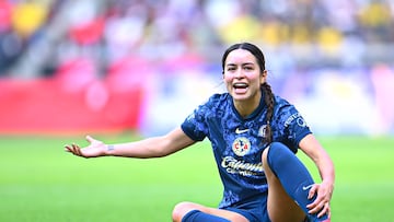 Scarlett Camberos of America during the 17h round match between Toluca and America as part of the Torneo Clausura 2025, Liga MX Femenil at Nemesio Diez Stadium on April 18, 2025 in Toluca, Estadio de Mexico, Mexico.