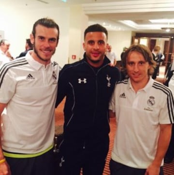 Bale y Modric posan con su excompañero en el Tottenham Kyle Walker.