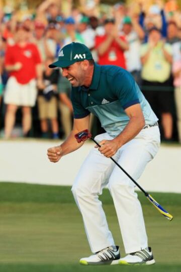 Sergio Garcia celebrates winning his first major.