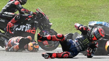 Quartararo y Miller tras el accidente del GP de Malasia de MotoGP.