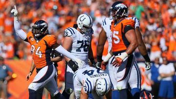 DENVER, CO - SEPTEMBER 18: Outside linebacker DeMarcus Ware #94 of the Denver Broncos celebrates a sack in the second quarter of the game against the Indianapolis Colts at Sports Authority Field at Mile High on September 18, 2016 in Denver, Colorado. Justin Edmonds/Getty Images/AFP
== FOR NEWSPAPERS, INTERNET, TELCOS & TELEVISION USE ONLY ==