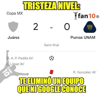 Los memes destrozan a Pumas tras perder en la Copa MX