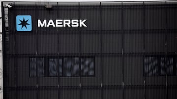 Maersk's logo is seen on top of a building at Zona Franca in Barcelona, Spain, November 3, 2022. REUTERS/Albert Gea