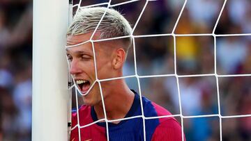 Dani Olmo plays during the match between FC Barcelona and Real Valladolid CF, corresponding to week 4 of LaLiga EA Sports, at the Lluis Companys Stadium in Barcelona, Spain, on August 31, 2024. (Photo by Joan Valls/Urbanandsport/NurPhoto via Getty Images)