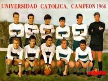 La buena actuación de Gallardo con Universidad Catórica derivó en su participación con la selección de Chile en el Mundial de Inglaterra 1966. En la imagen, junto al plantel que logró el cuarto título nacional para los estudiantiles.