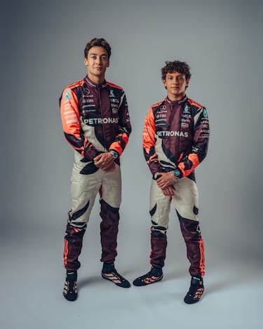 La escudería alemana con un nuevo diseño para los monos de sus pilotos George Russell y Kimi Antonelli. 